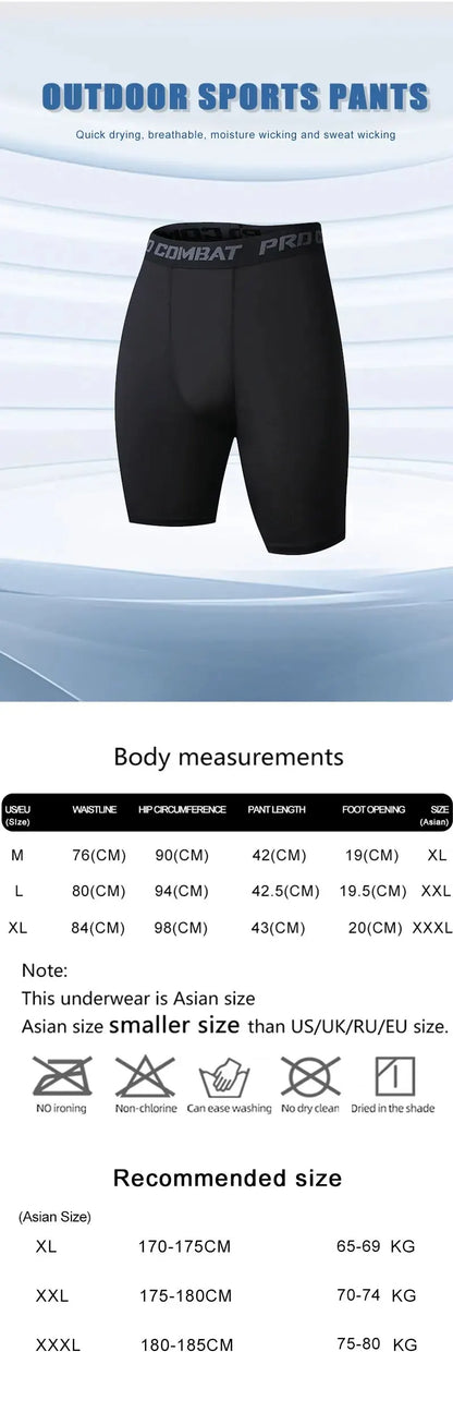 2024 Summer Men's New Sports Quick Dry Breathable Compression Tight Bottoms Basketball Fitness Running Training Casual Shorts