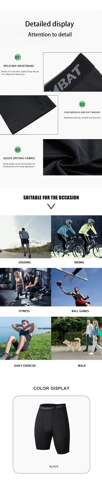 2024 Summer Men's New Sports Quick Dry Breathable Compression Tight Bottoms Basketball Fitness Running Training Casual Shorts